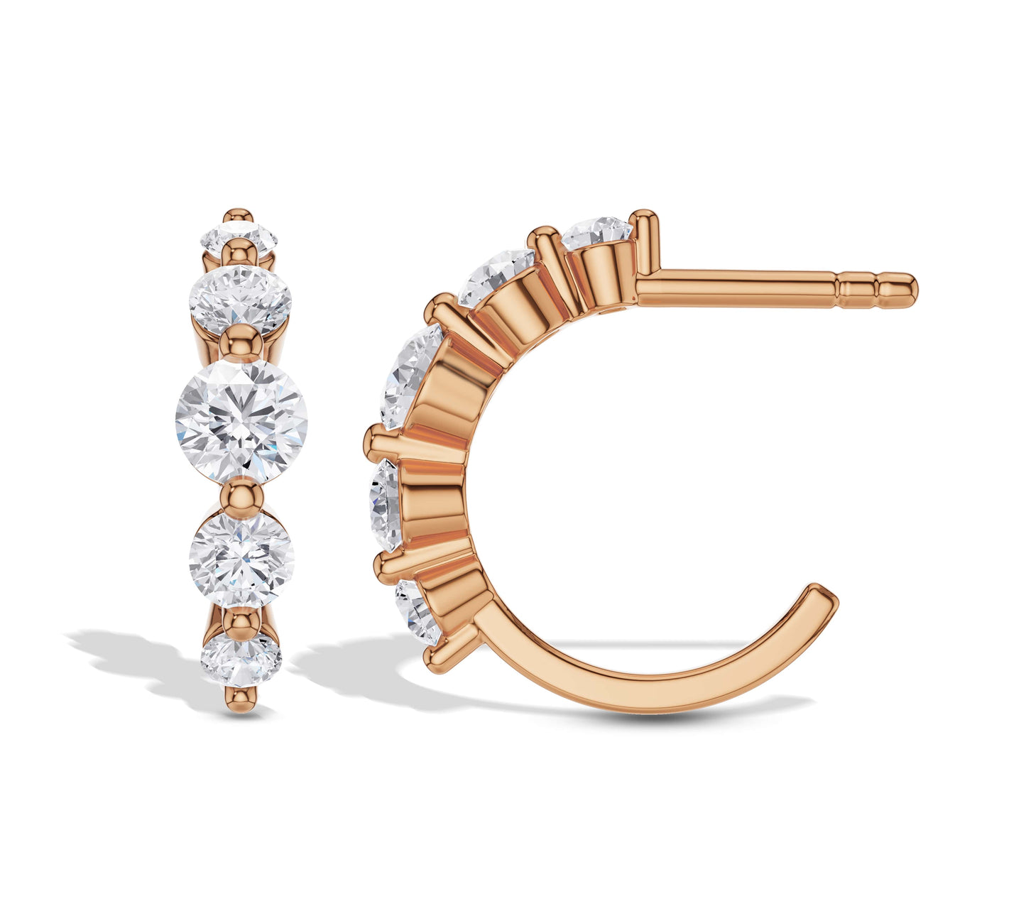 Diamond curve hoop earrings in rose gold