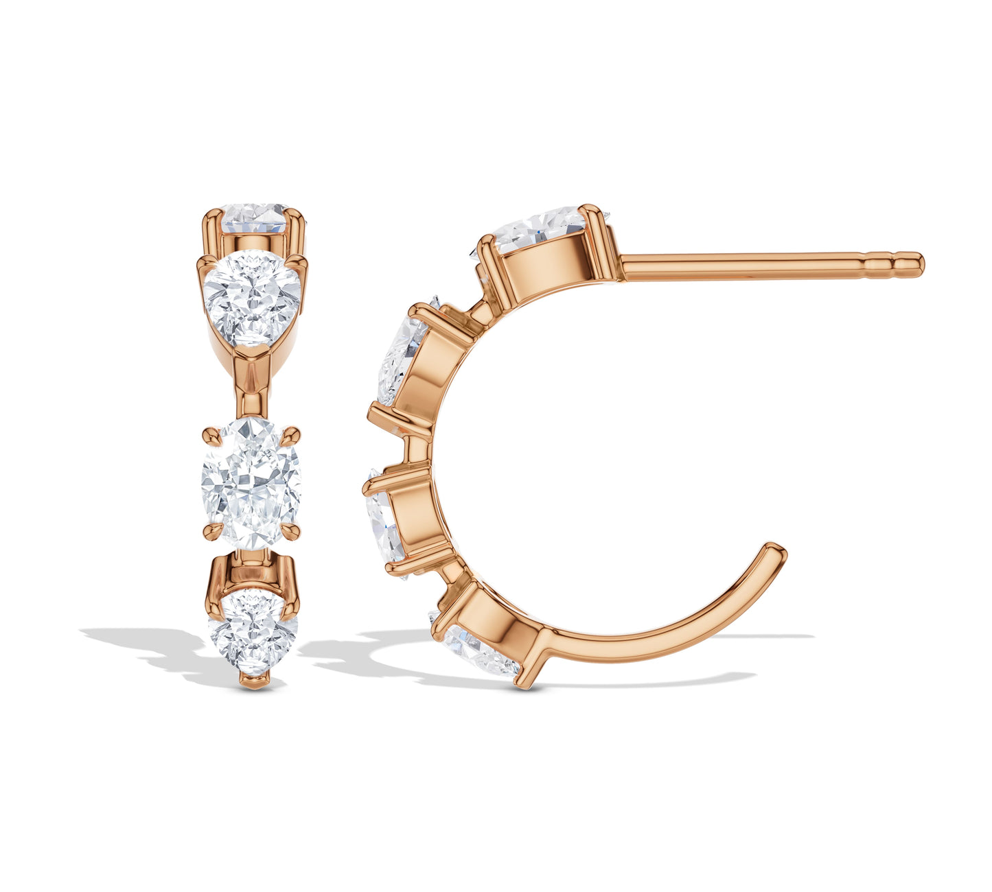 14k gold crawler hoops with mixed diamond cuts