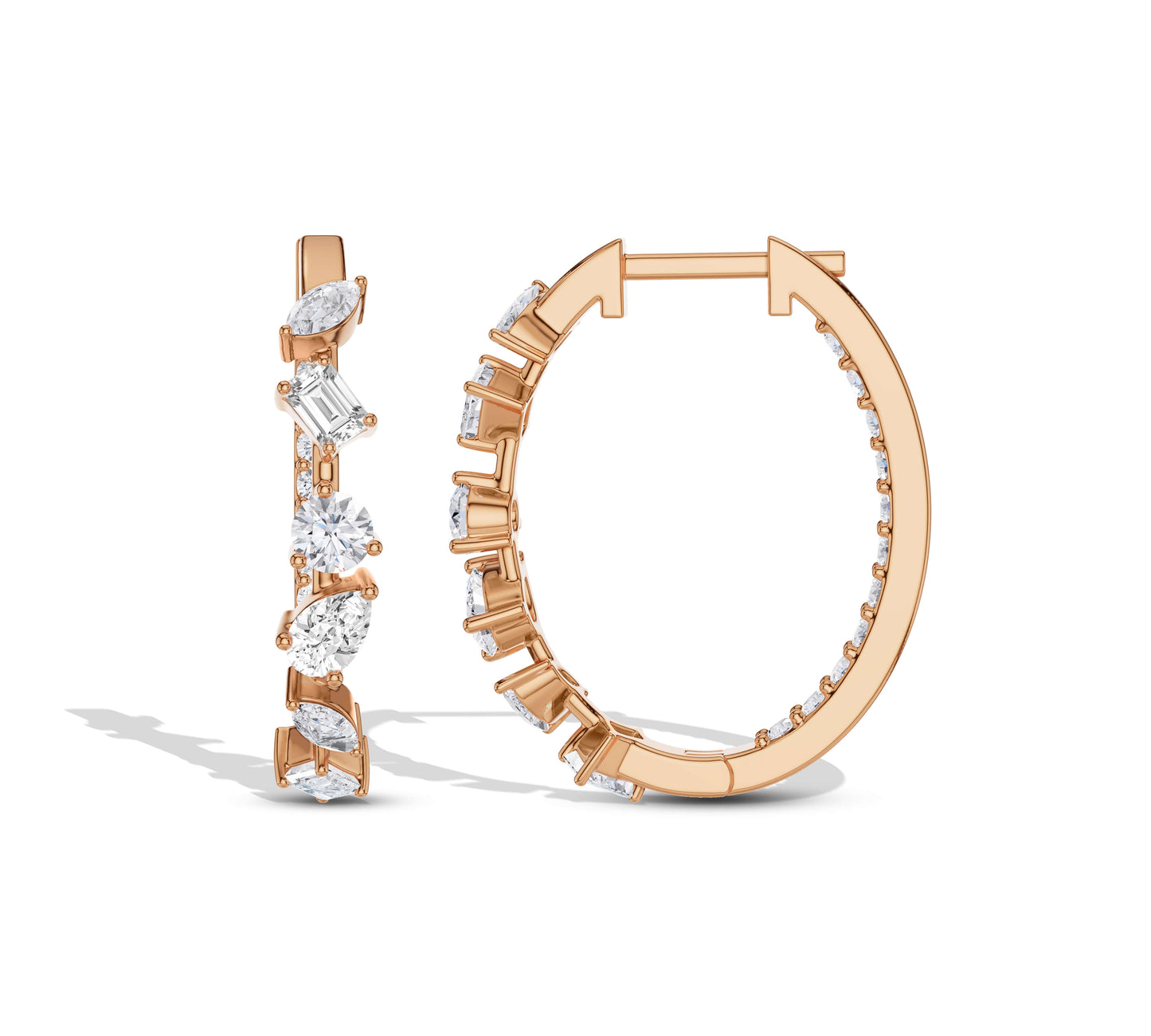 Dazzling inside-out hoops in 14k yellow gold