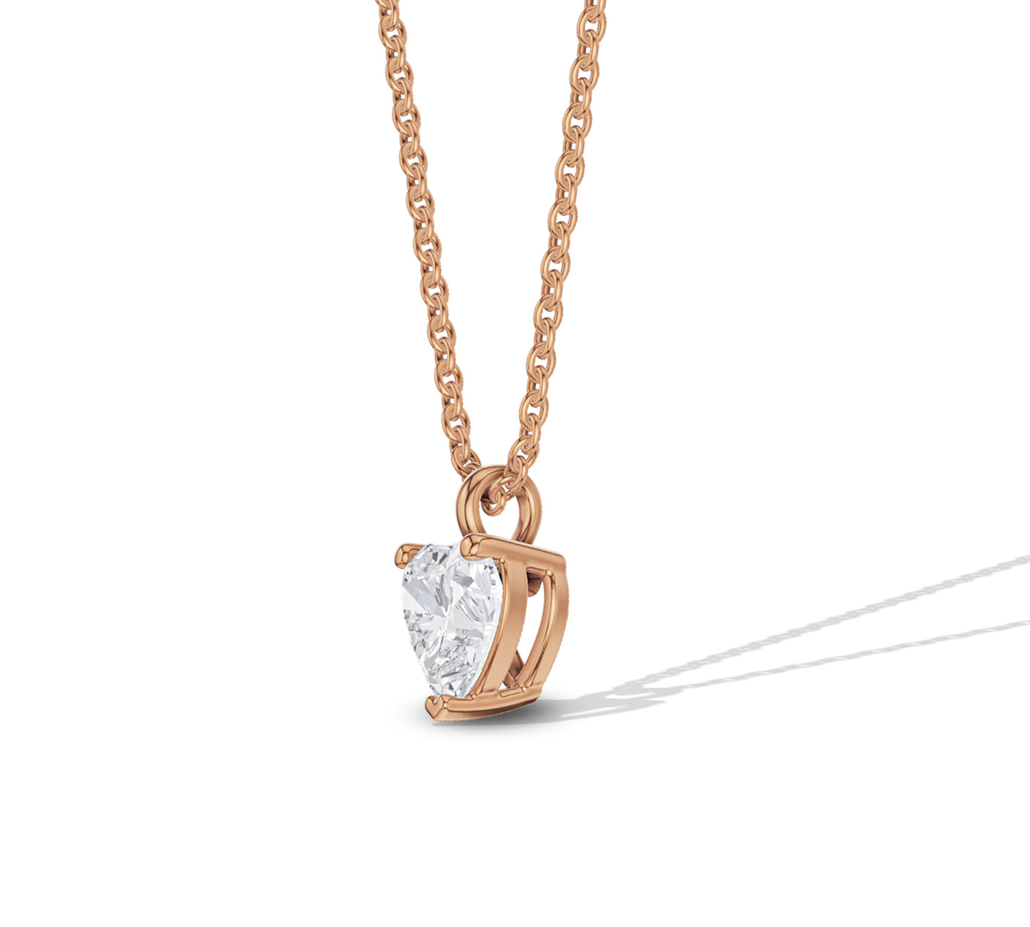 Heart Diamond Pendant Necklace Gold Solitaire