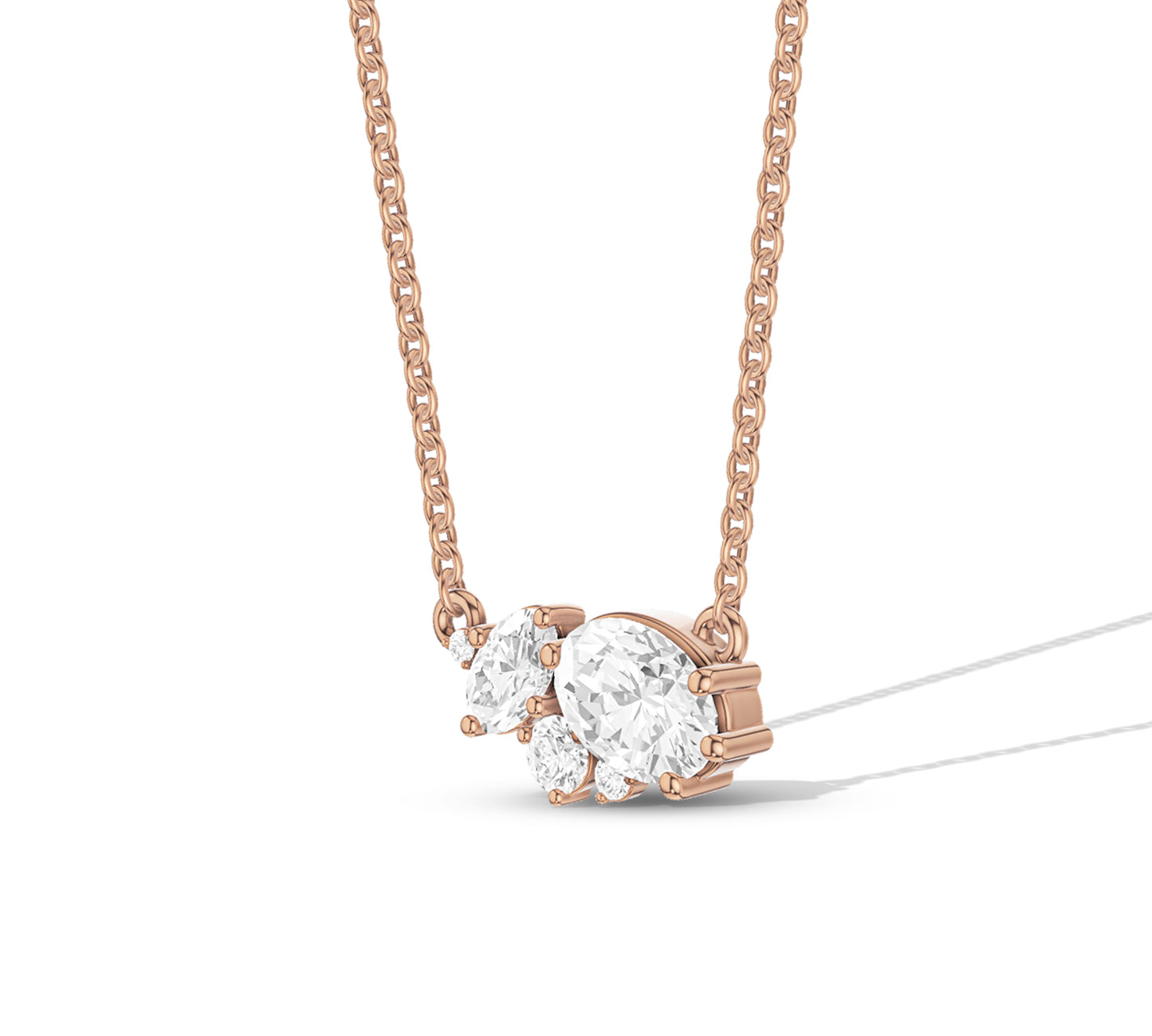 Delicate gold necklace with cluster diamonds