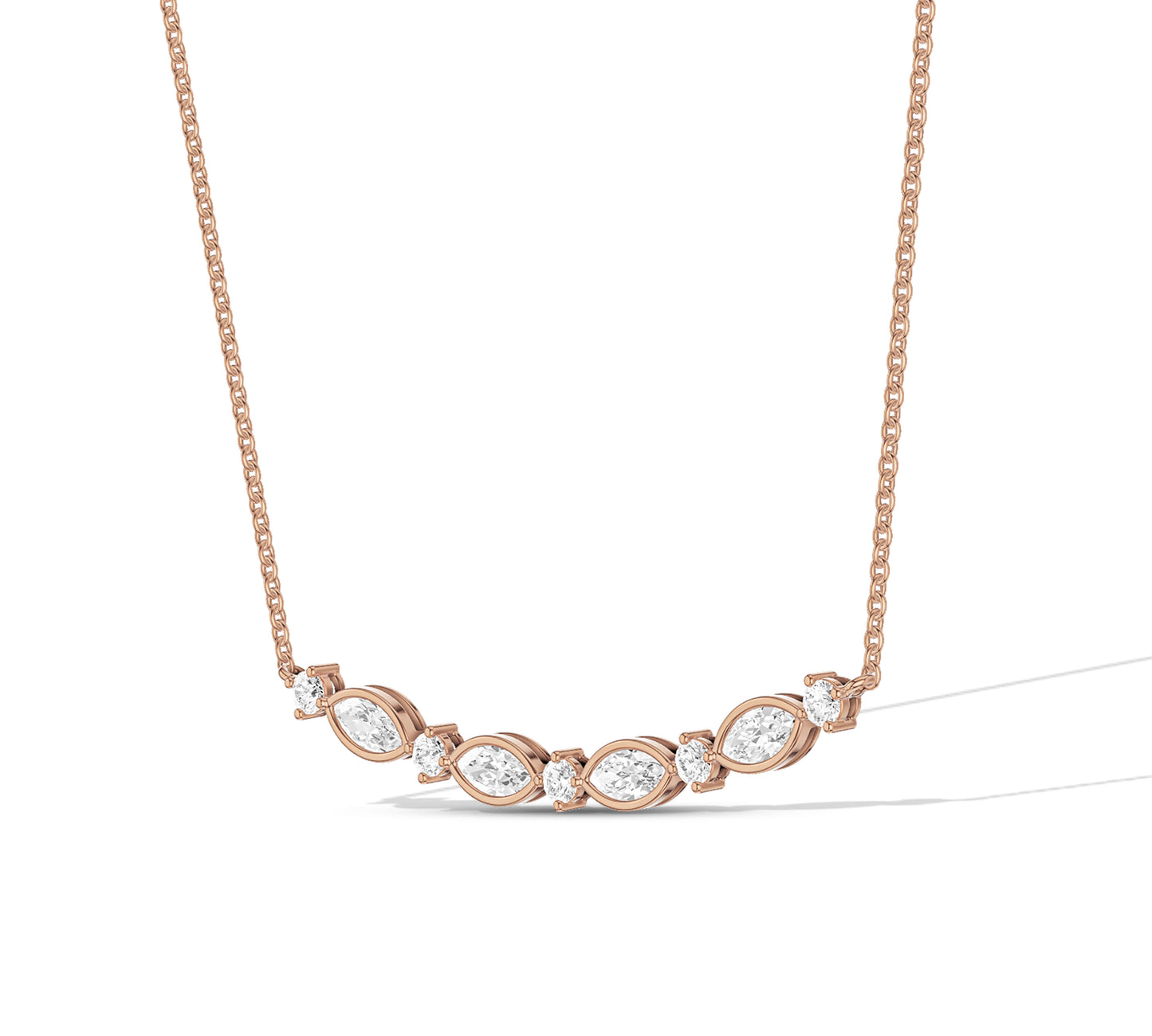Dainty necklace with marquise shapes and sparkles