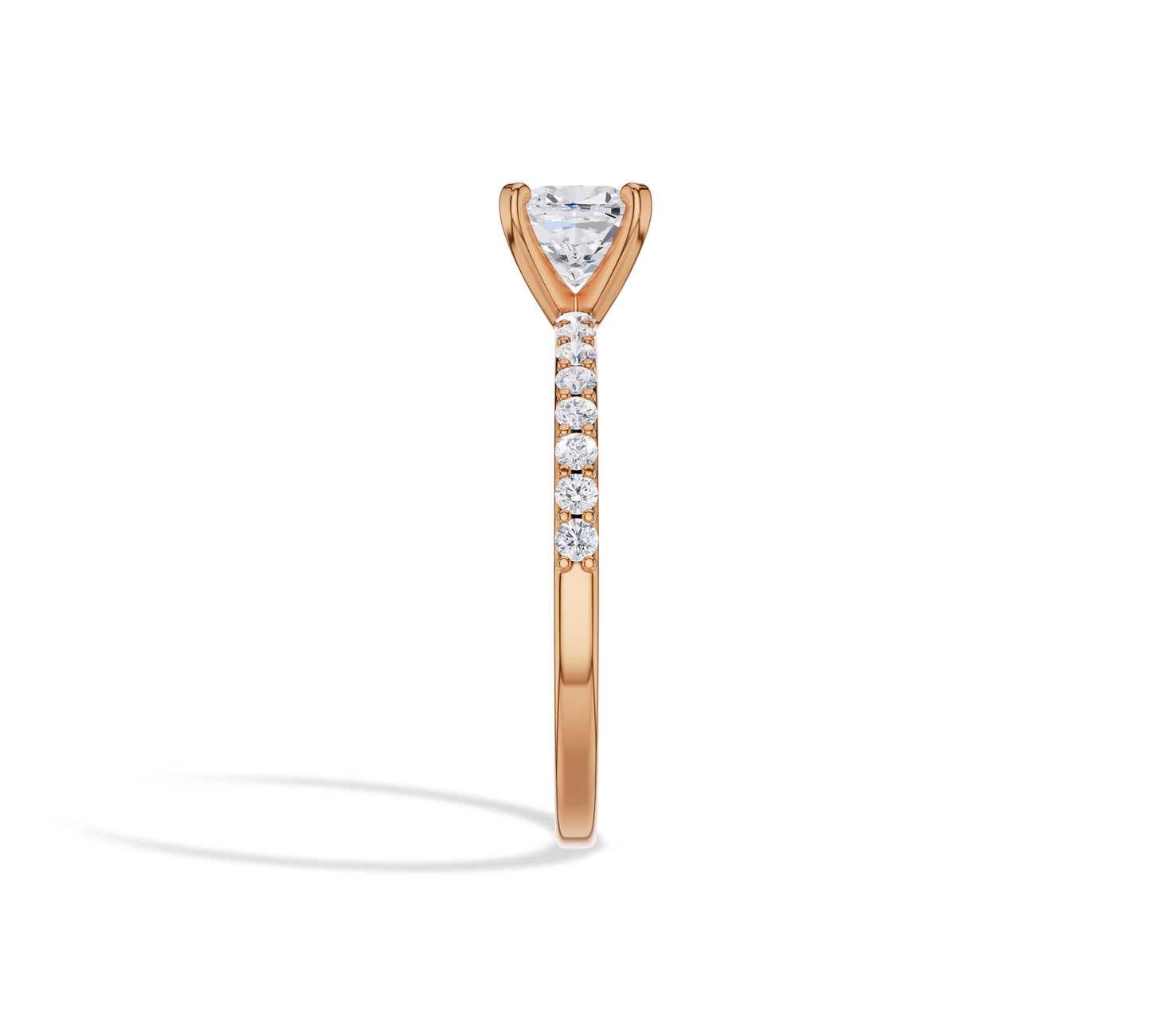 pave engagement rings in rose gold