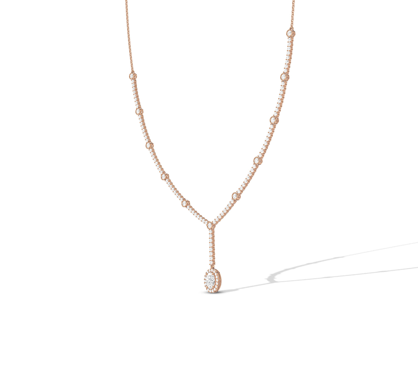 Dainty diamond lariat necklace for wedding and layering