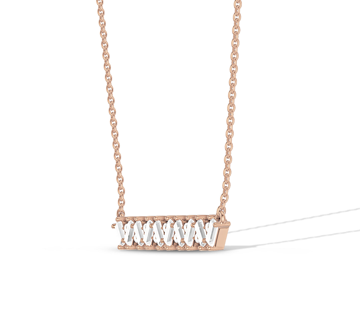 Fine jewelry chevron bar necklace with mixed diamond cuts