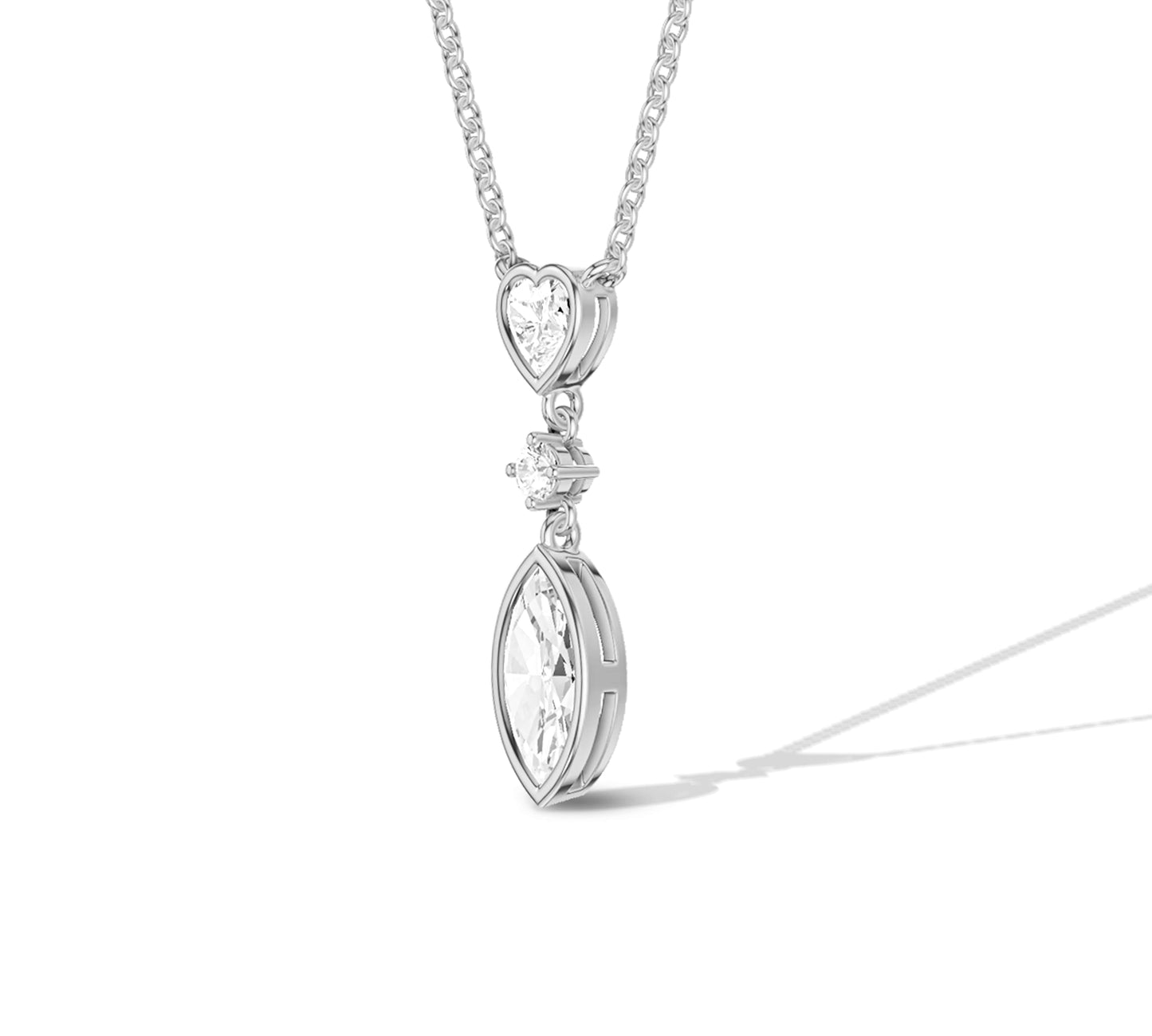heart diamond white gold necklace