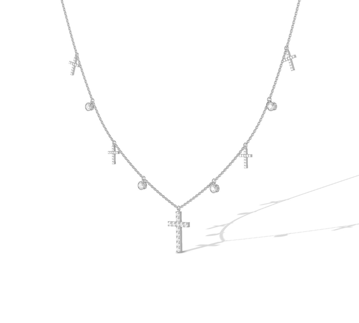 Short gold chain with dainty cross pendants