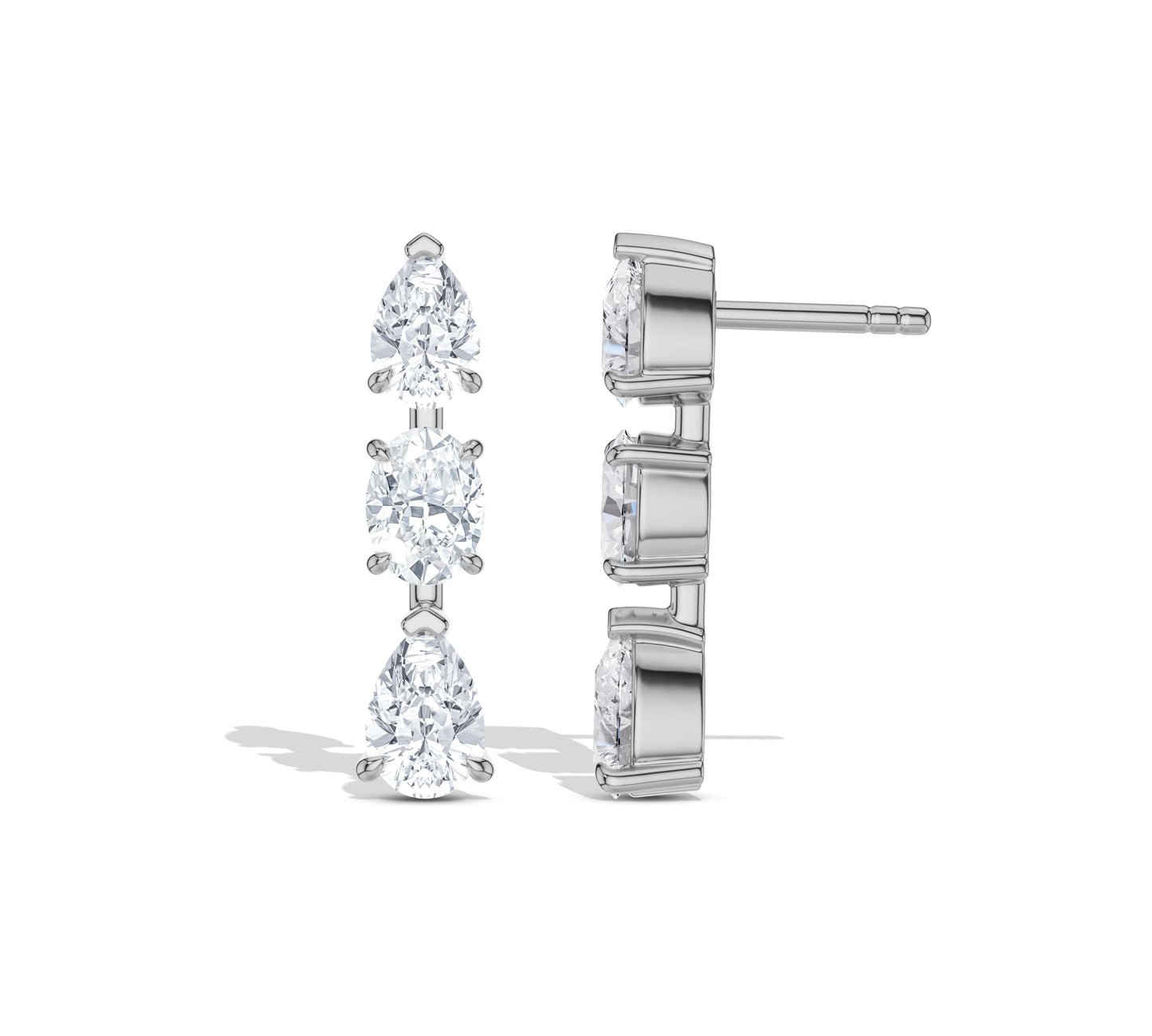 Trio-stone design earrings with fine craftsmanship