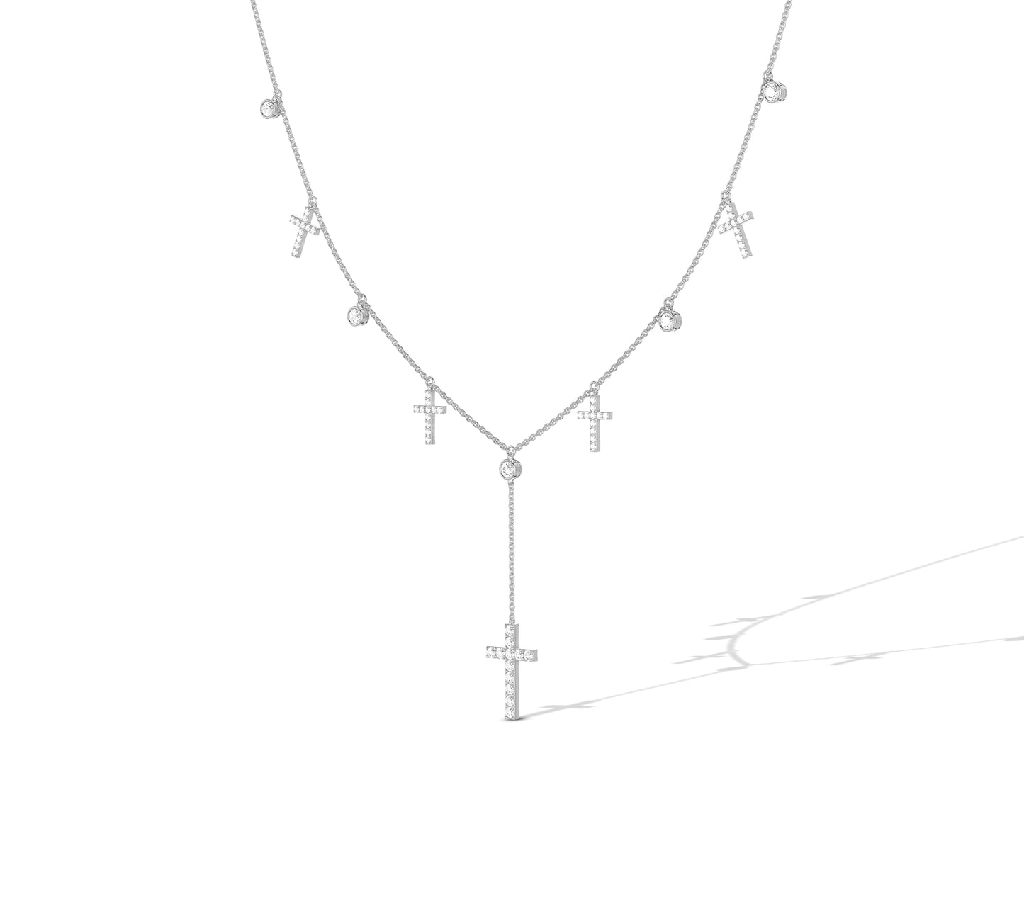 Layered look cross necklace in yellow gold