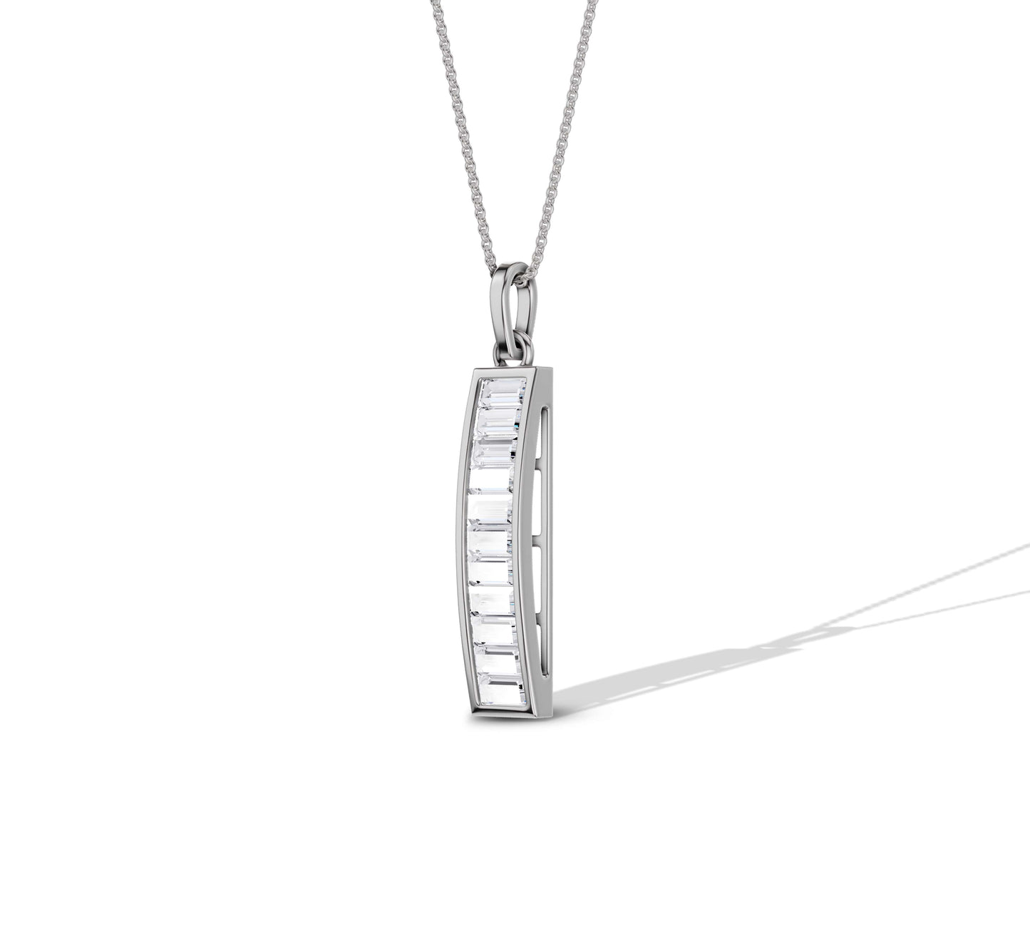 Bold 14K gold baguette necklace with mirror finish