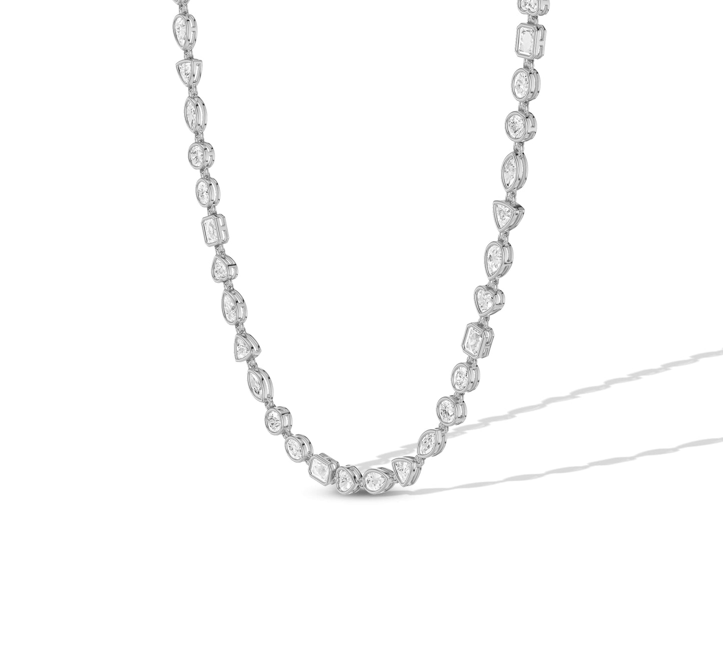 Contemporary design diamond necklace with bezel cuts