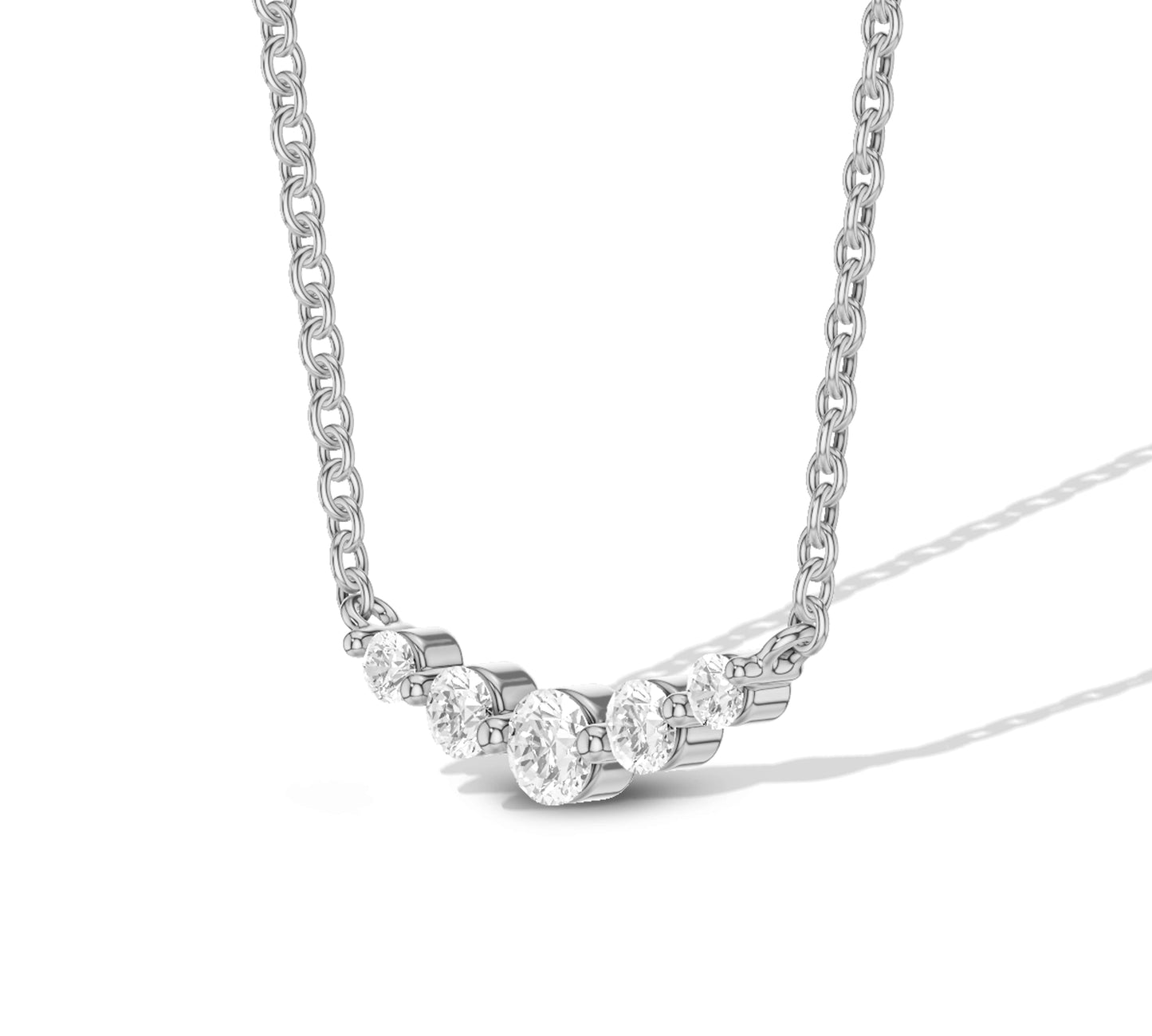14k white gold diamond bar necklaces