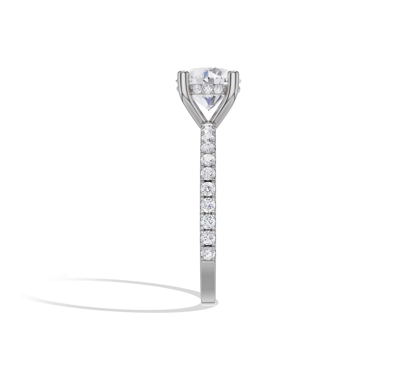 14K white gold round solitaire with hidden halo sparkle