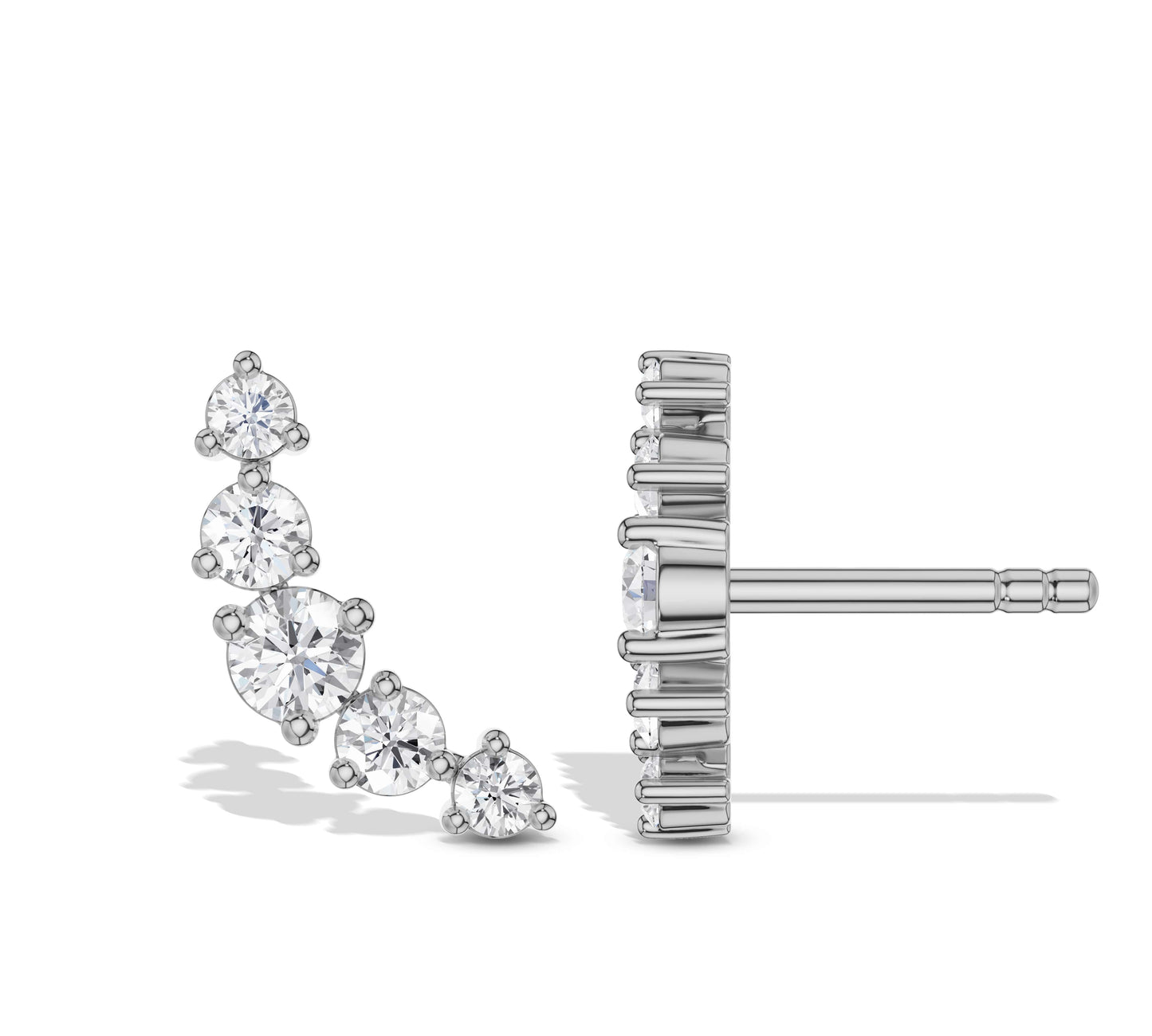 Lab grown diamond climber earrings in white gold