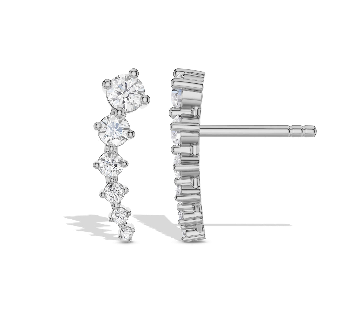 Linear white gold diamond earrings