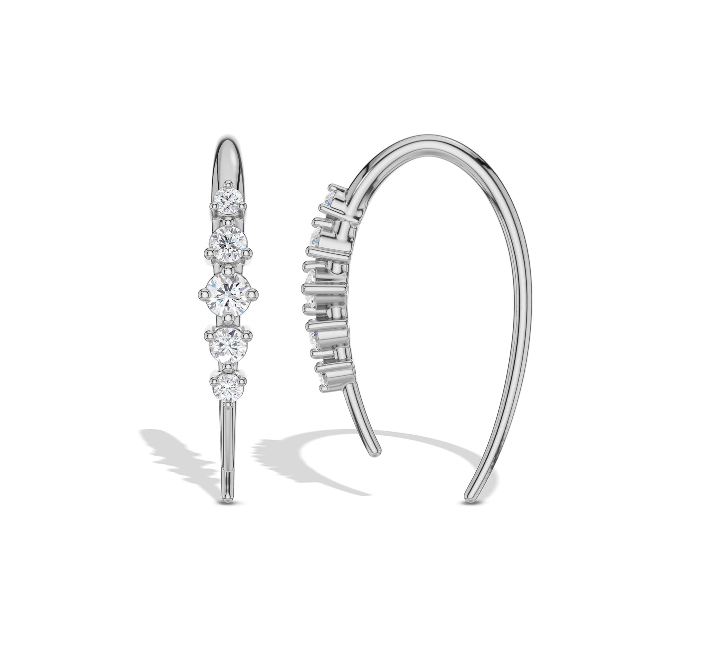 18K white gold climber earrings with round cut diamonds