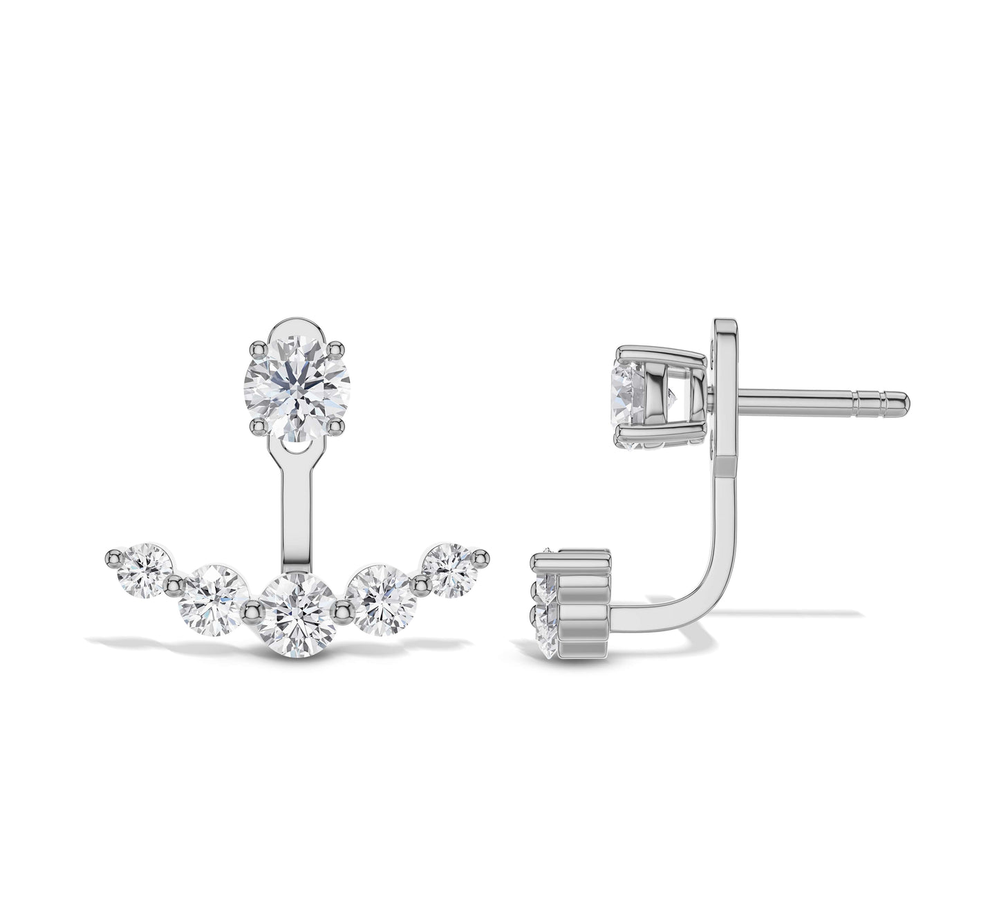 White gold double diamond stud earring set