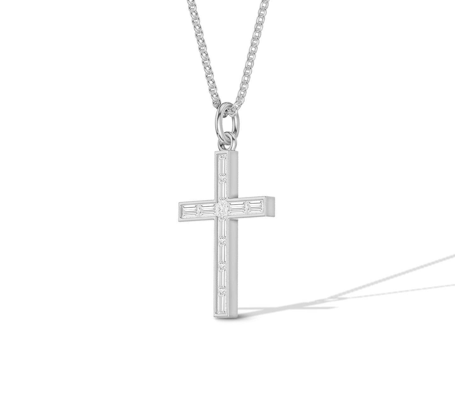 Baguette Diamond Cross Necklace