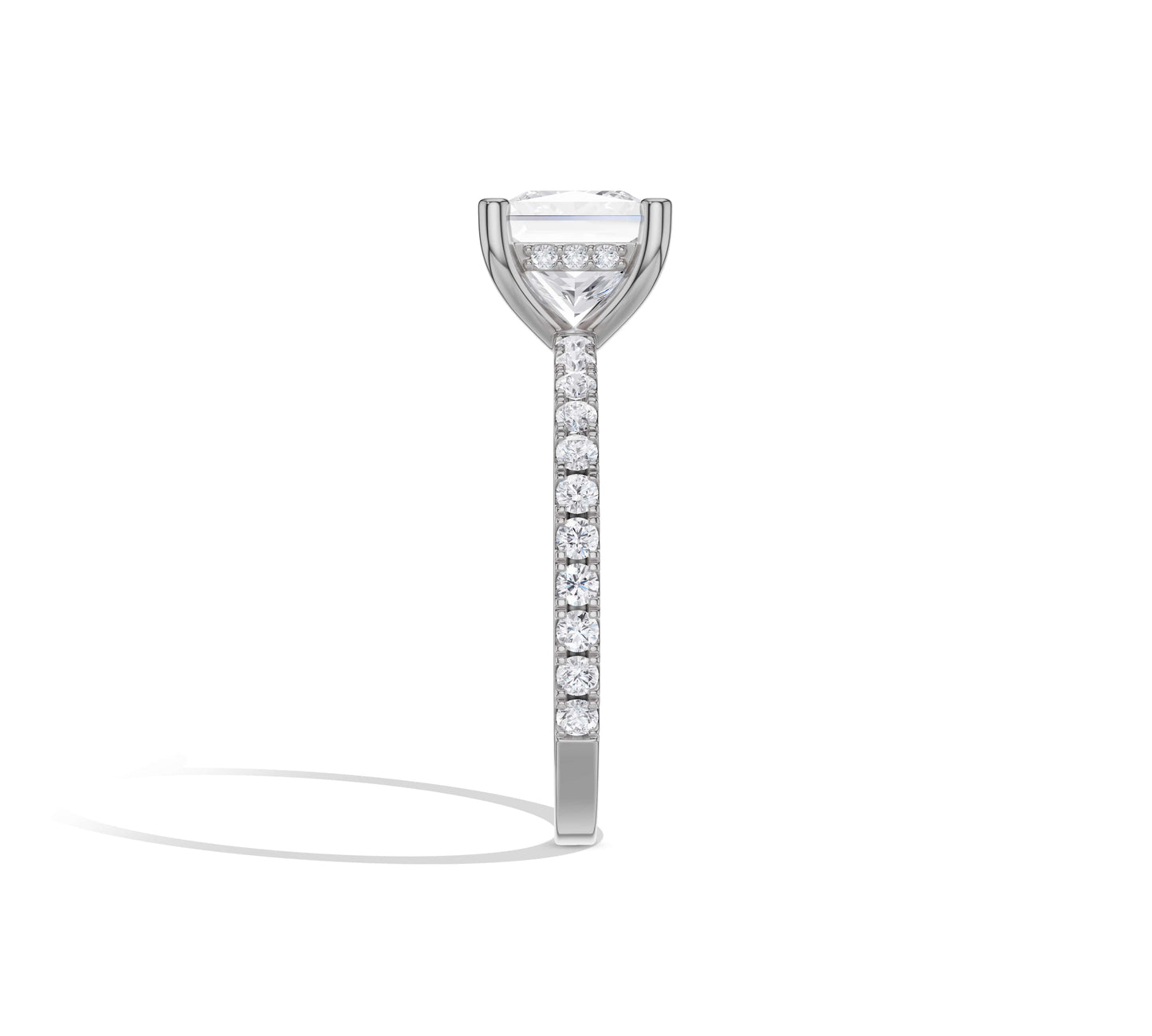 Princess cut lab diamond in sleek white gold setting