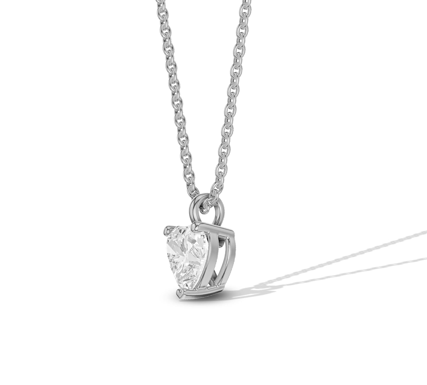 Heart Diamond Pendant Necklace Gold Solitaire