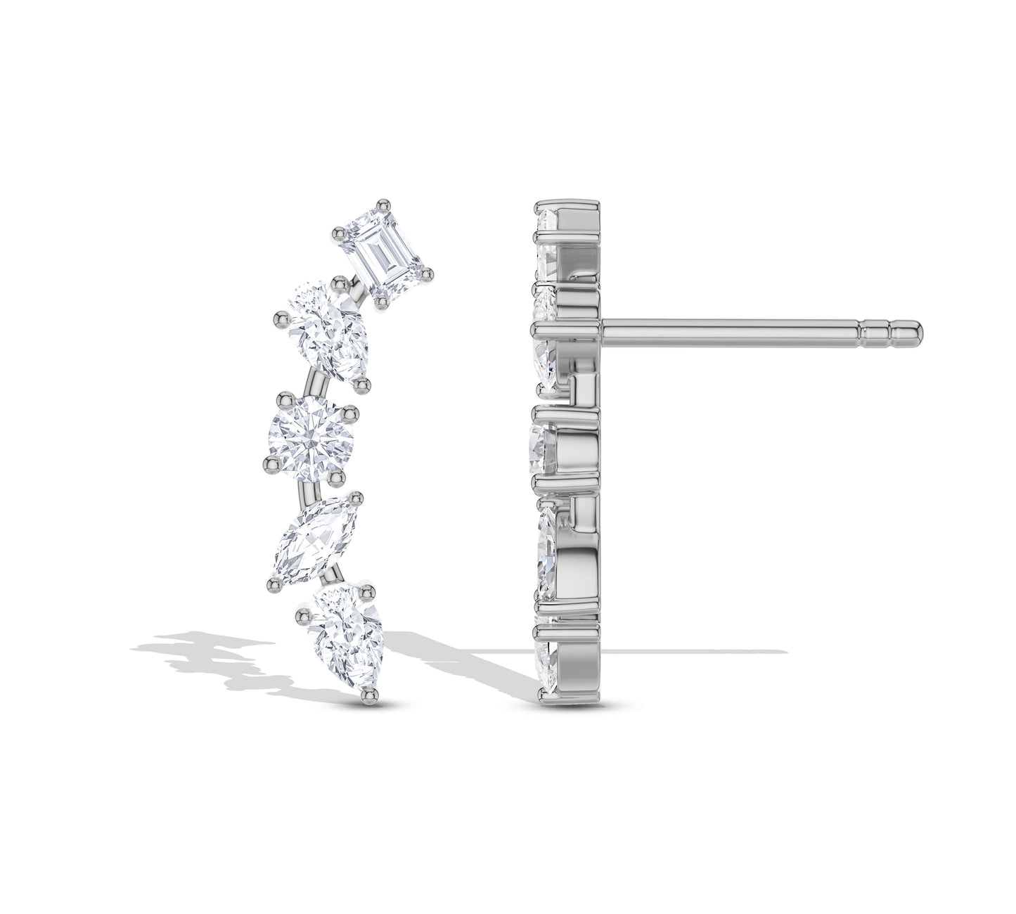 Graduated diamond climber studs in gold