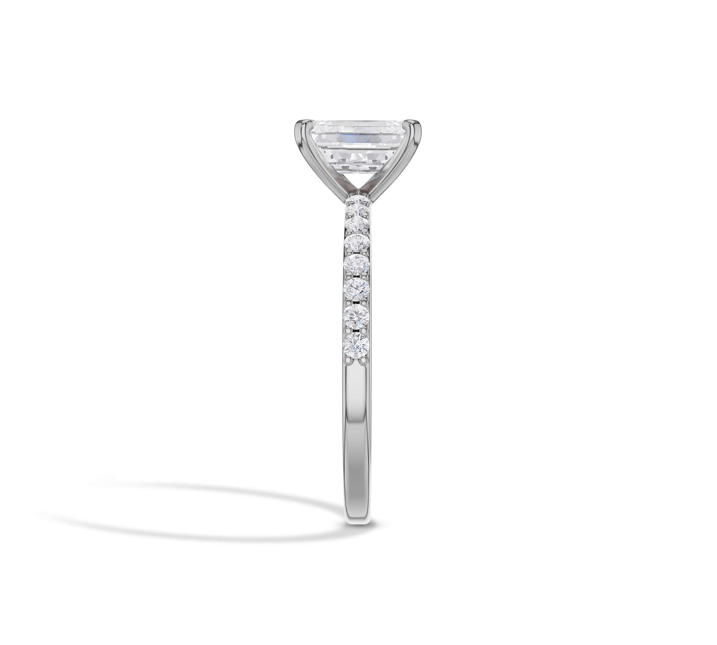 14k white gold ring with side stone