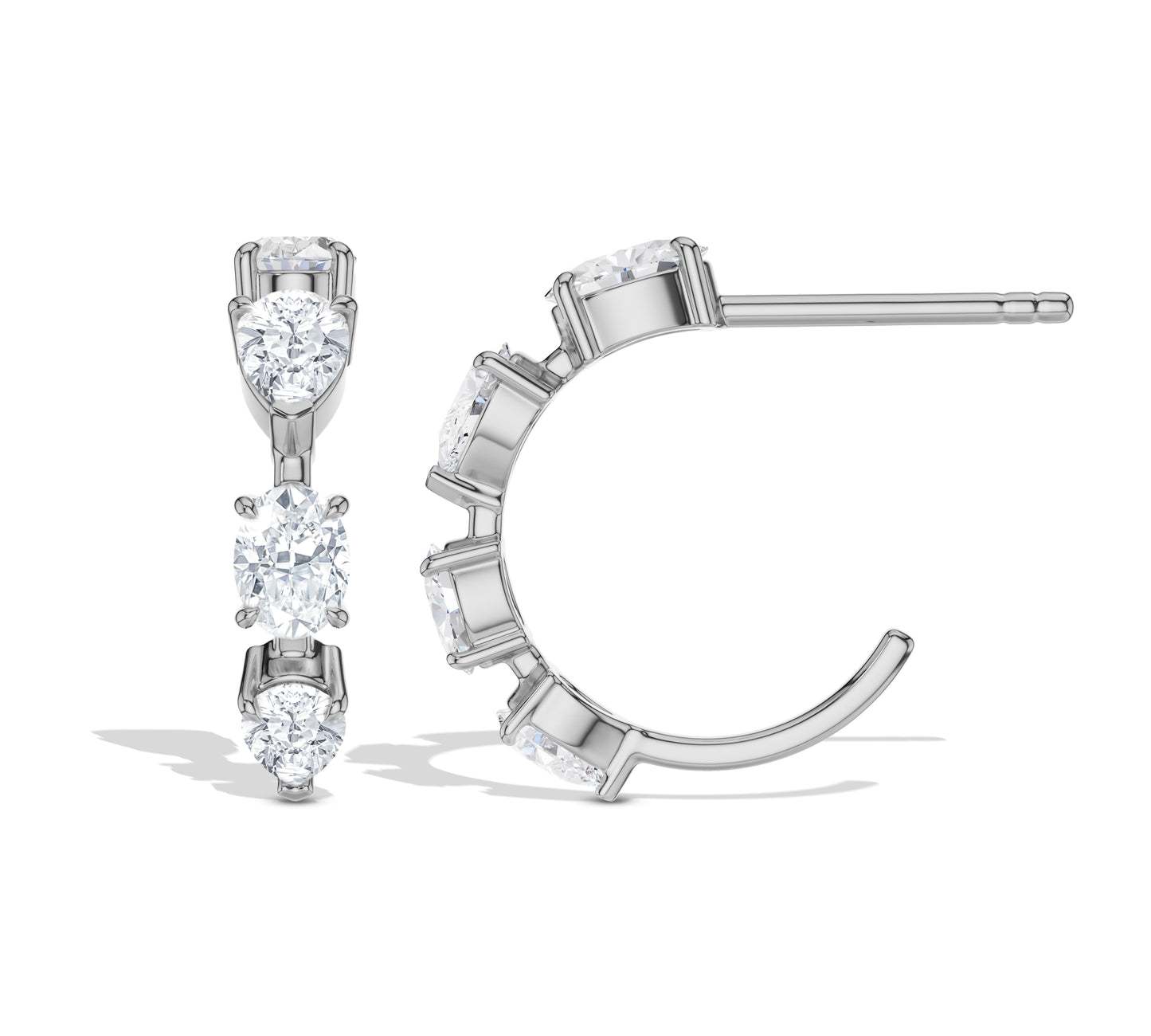 Artistic whitegold crawler earrings with moissanite stones