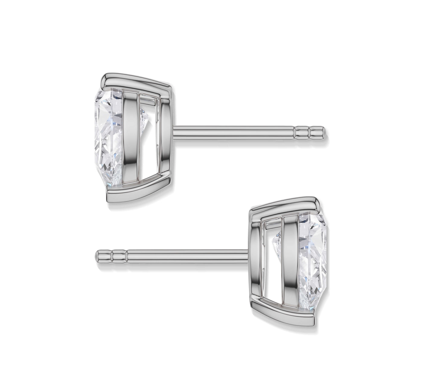 Sparkling pear shaped white gold studs