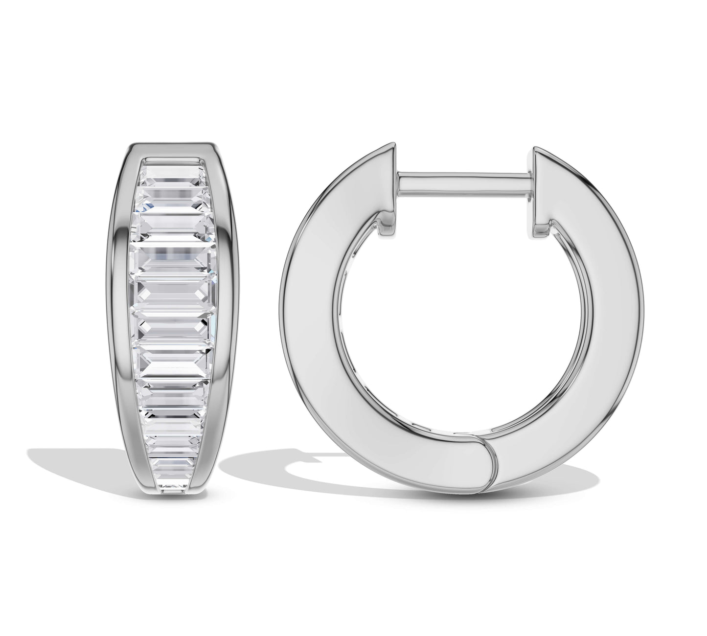 Modern white gold huggie earrings