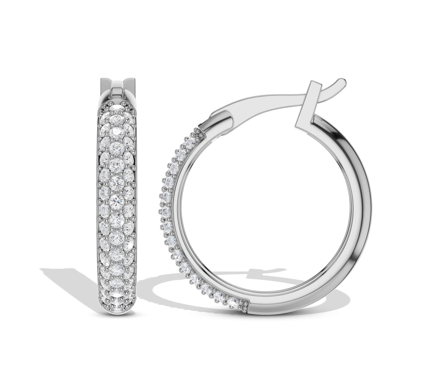 Close-up of fine pave diamond hoop design