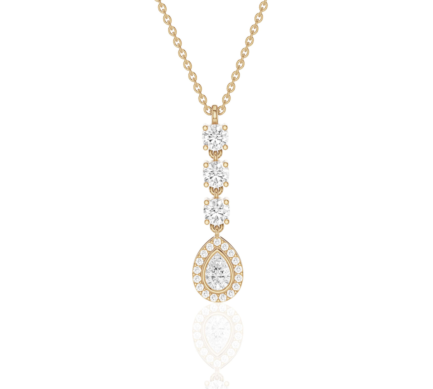 Dainty vertical diamond necklace with pear pendant