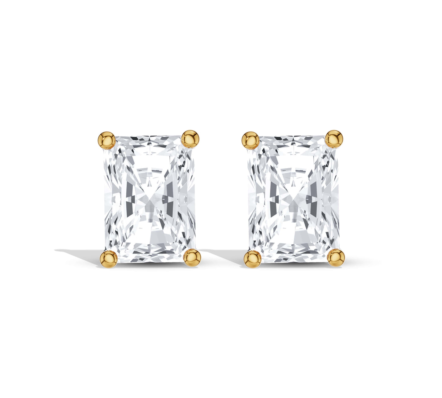 Soft edge radiant cut diamond studs