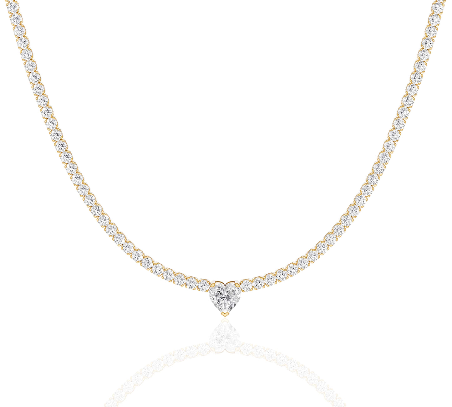 heart shaped diamond tennis necklace