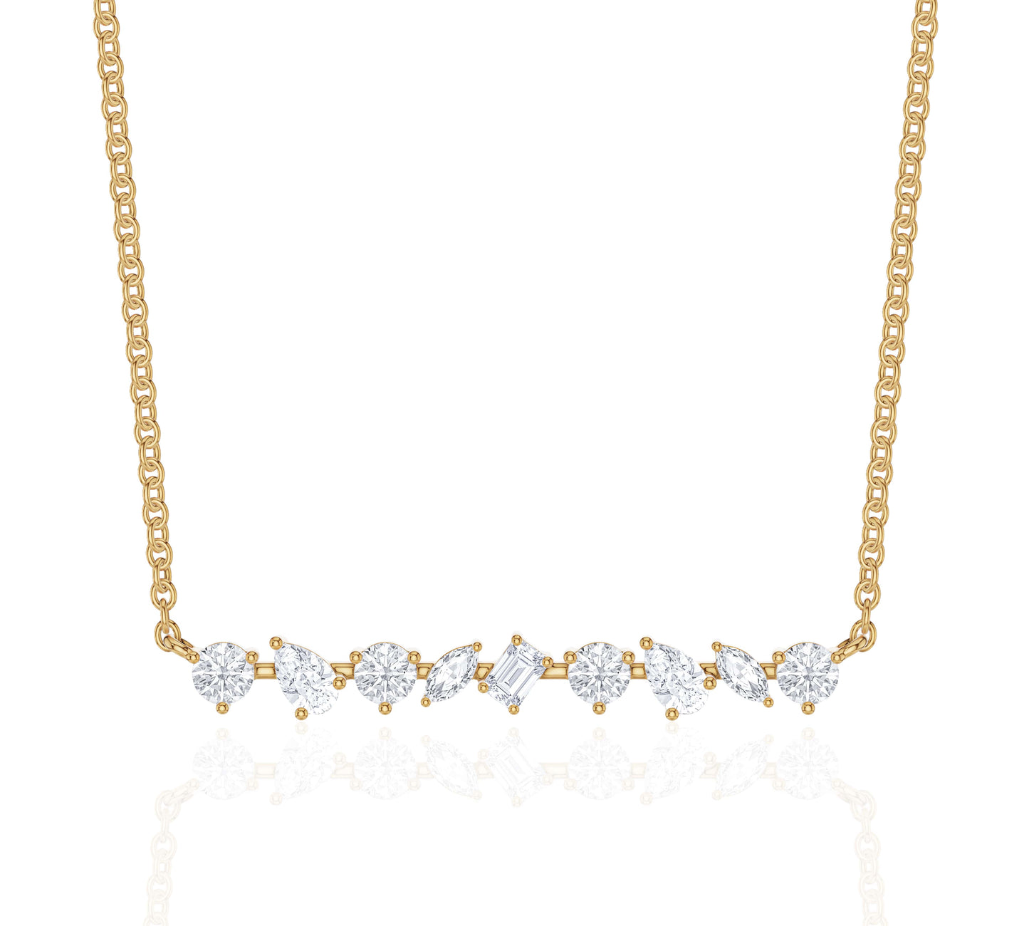 gold and diamond bar necklace