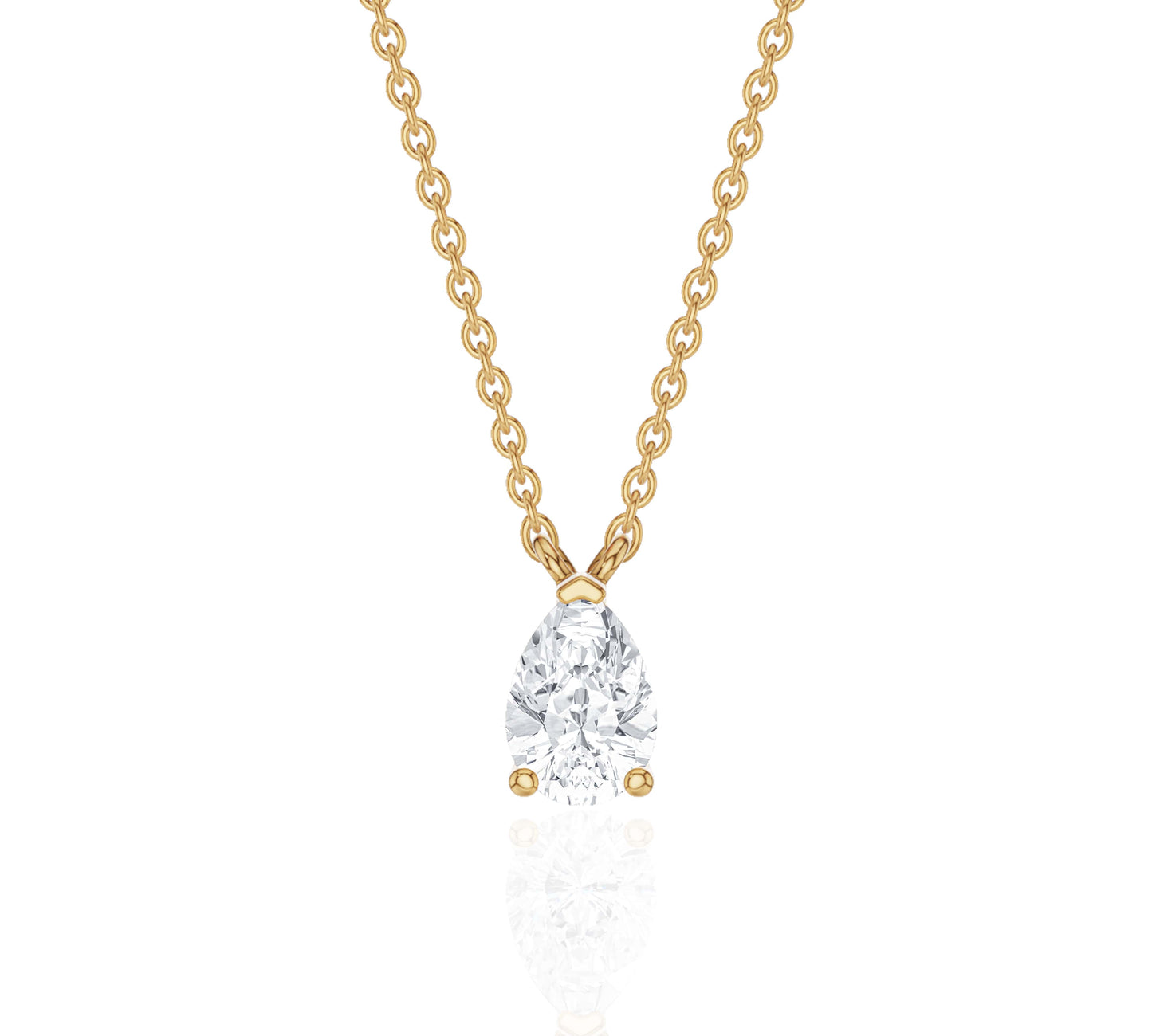 diamond pear necklace in yellow gold