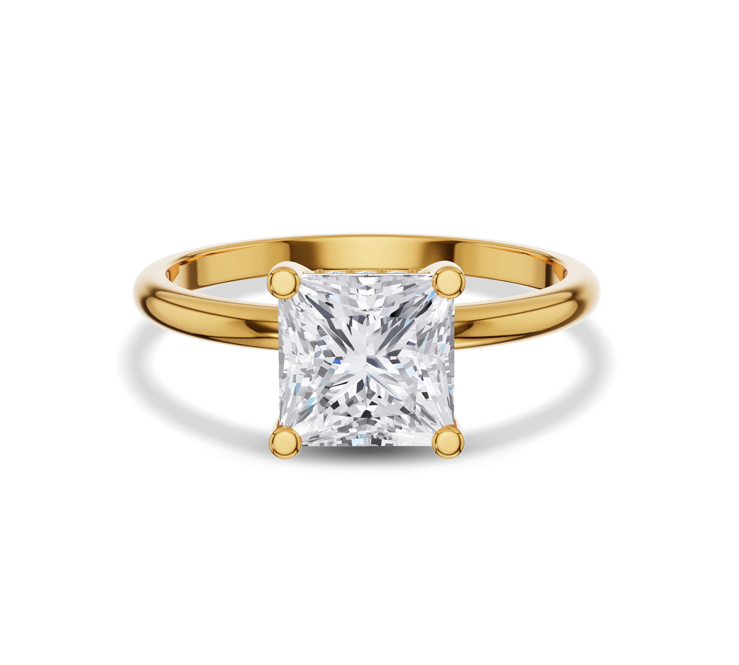 Princess Cut Hidden Halo Engagement Ring