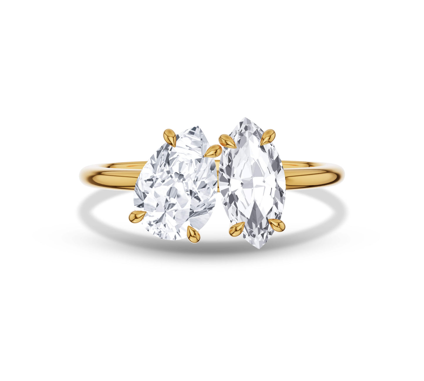 Luxury white gold pave ring with elongated diamonds