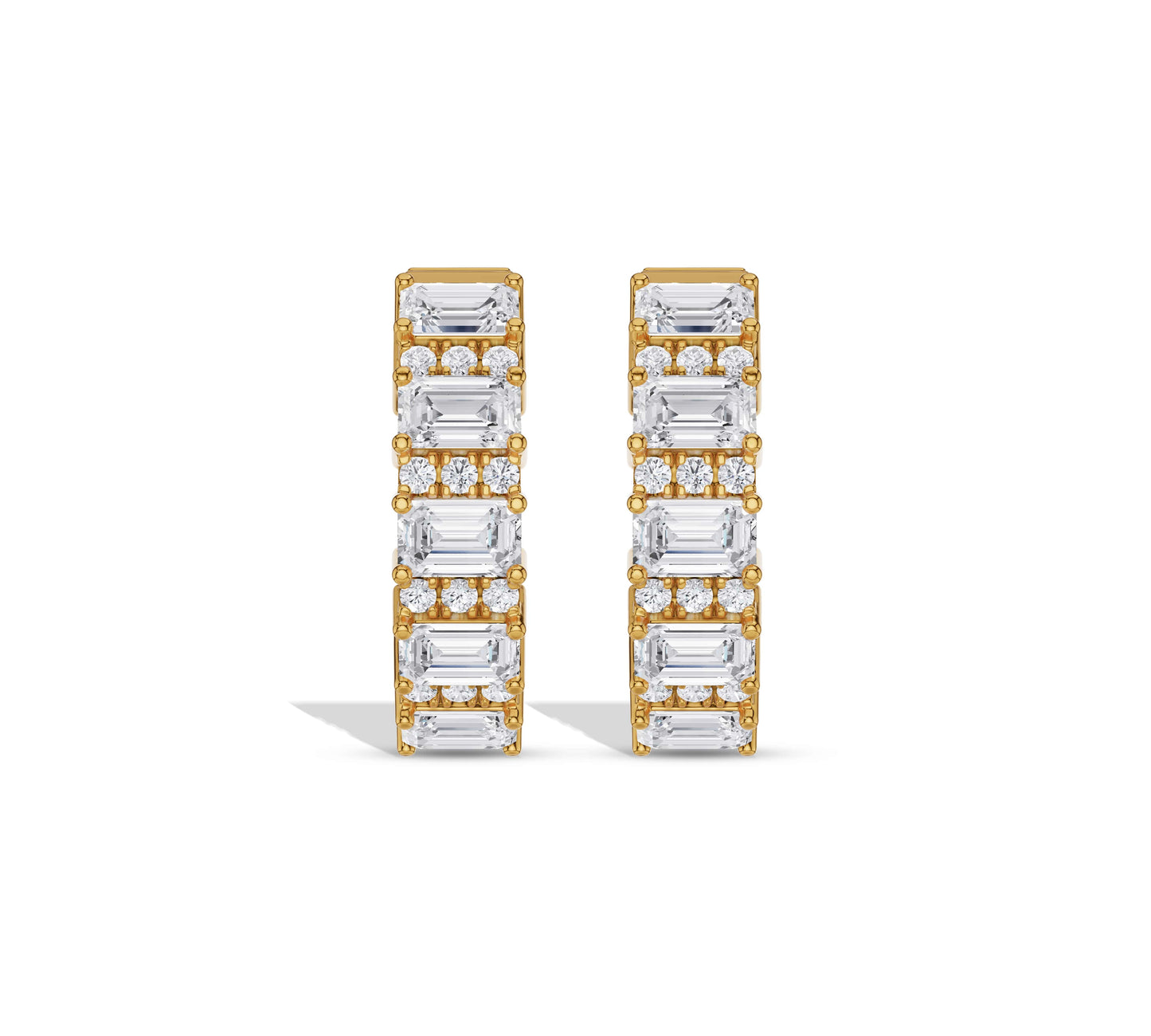 Round and Emerald Hoops