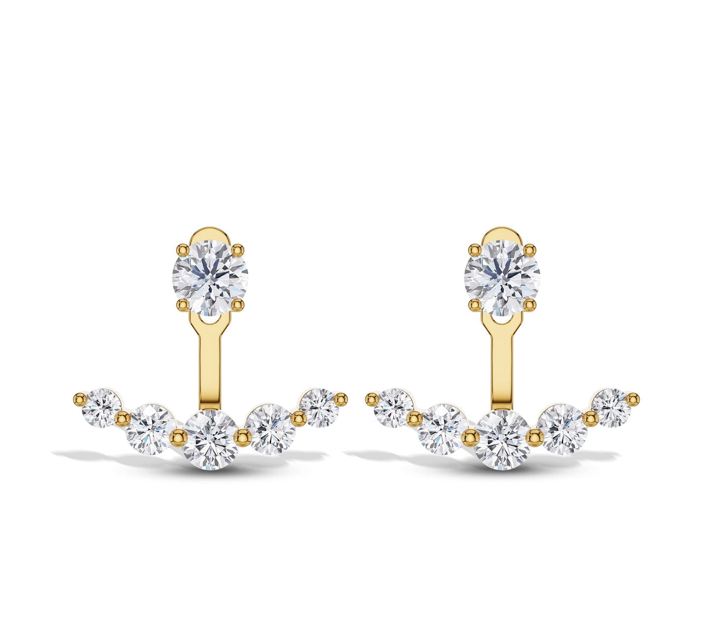 Yellow gold diamond jacket stud earrings