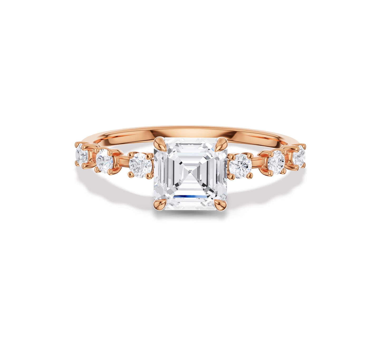 engagement ring with round side stones