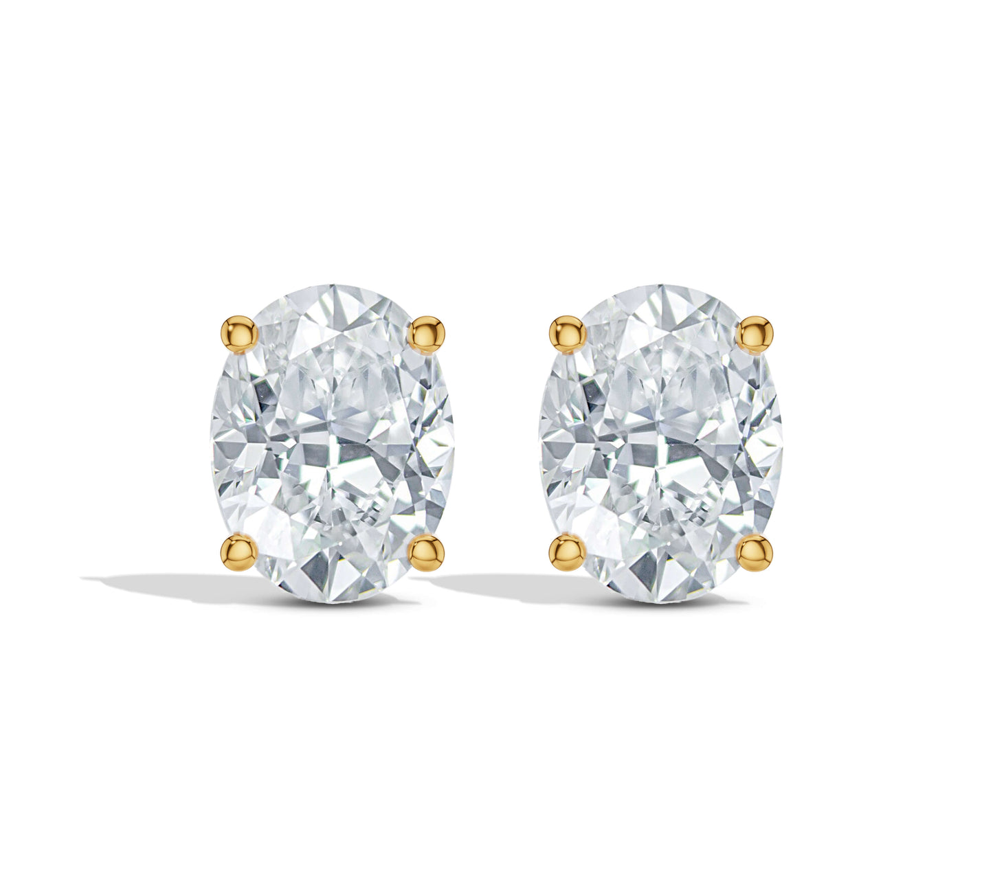 Rose gold oval diamond earrings