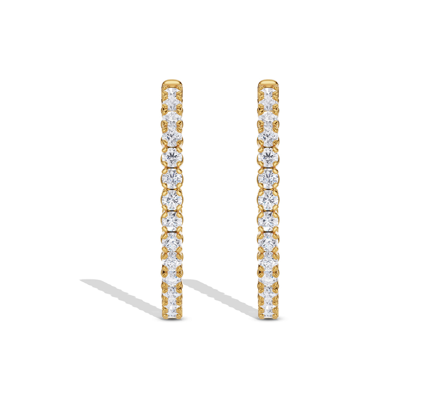Inside-out diamond hoop earrings in gold