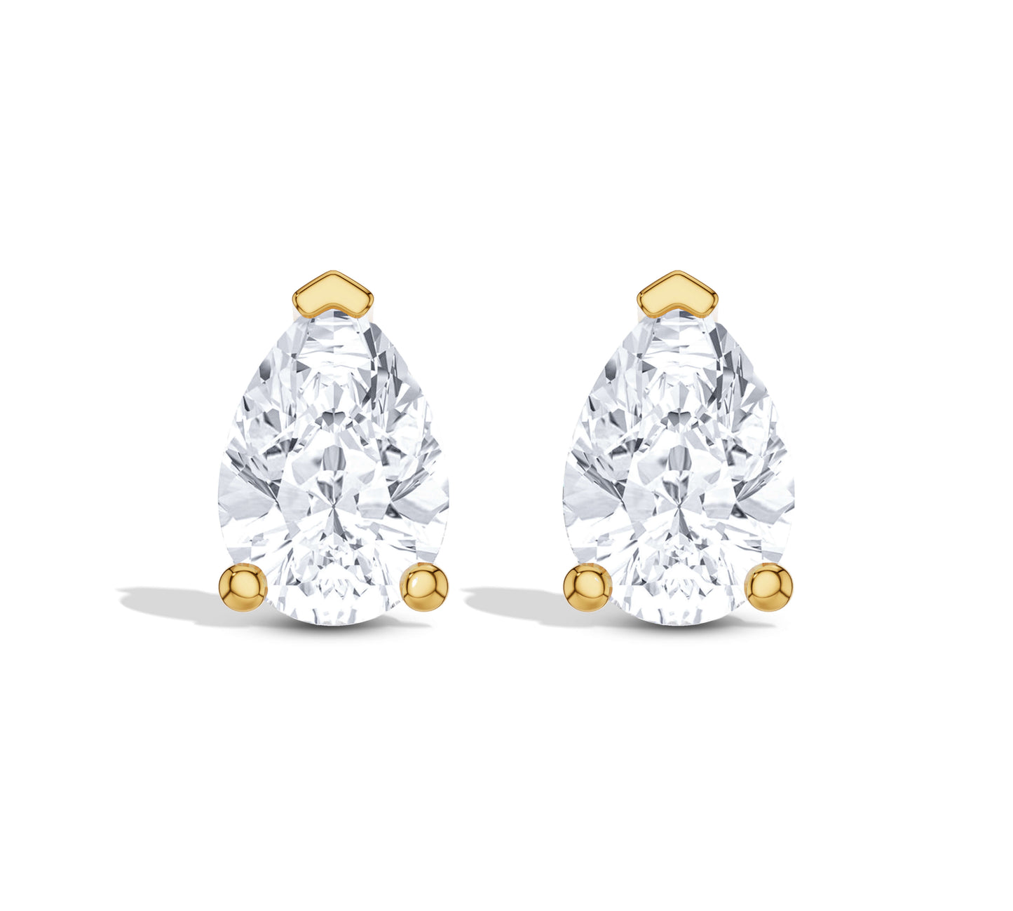 Yellow gold pear-shaped diamond studs