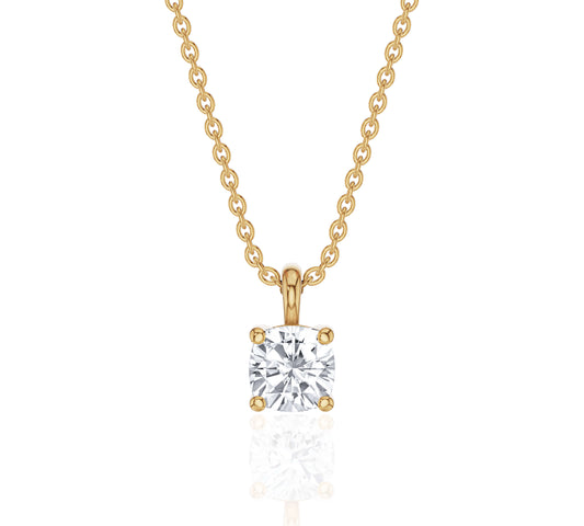 yellow gold solitaire diamond necklace