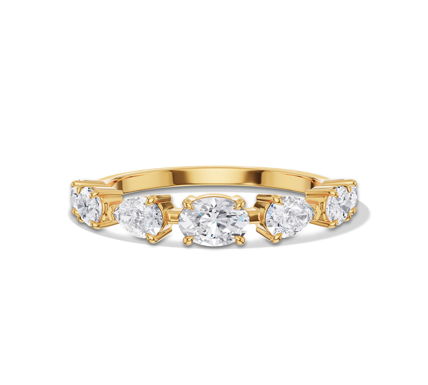 Five stone diamond ring with oval center