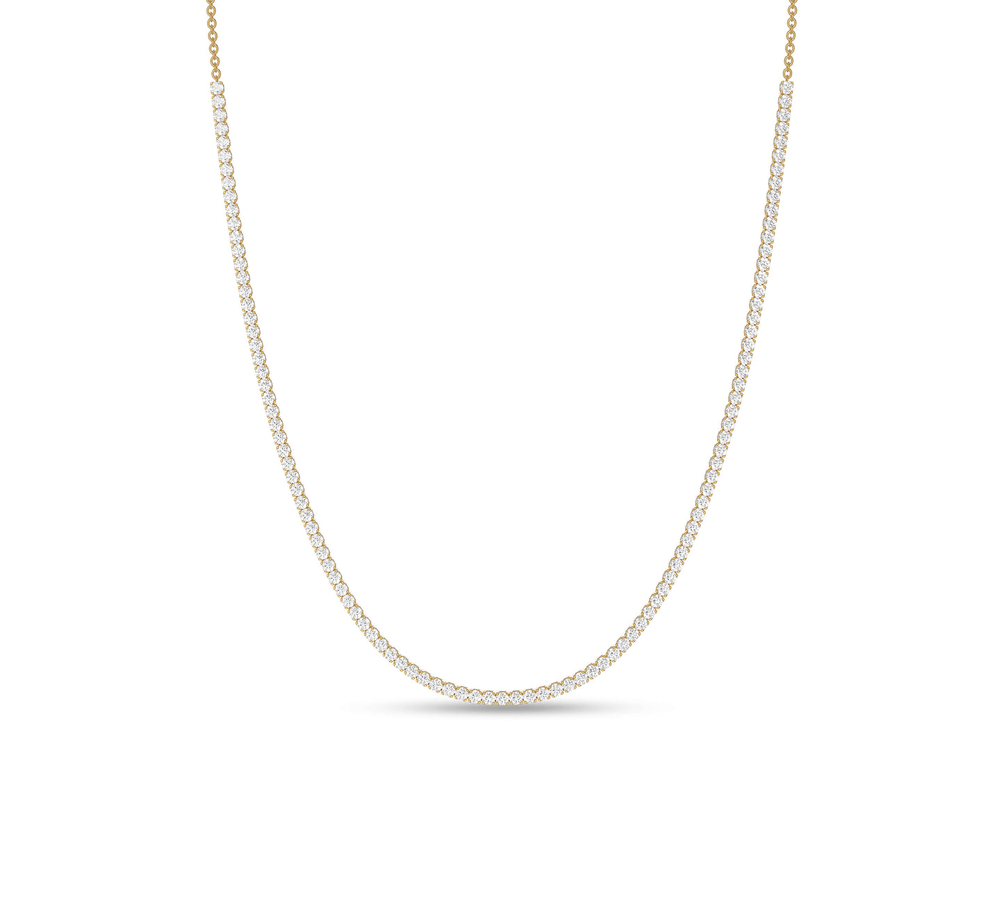 Elegant 14K yellow gold tennis necklace with diamonds