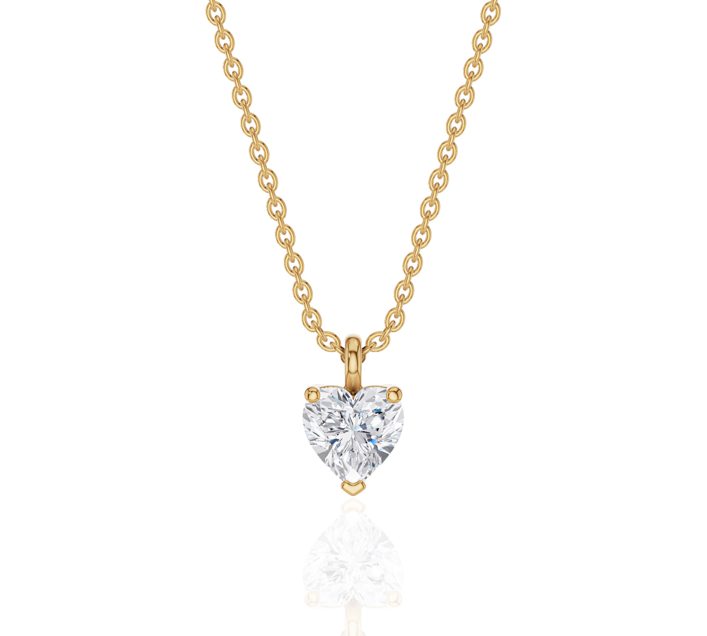 Heart Diamond Pendant Necklace Gold Solitaire