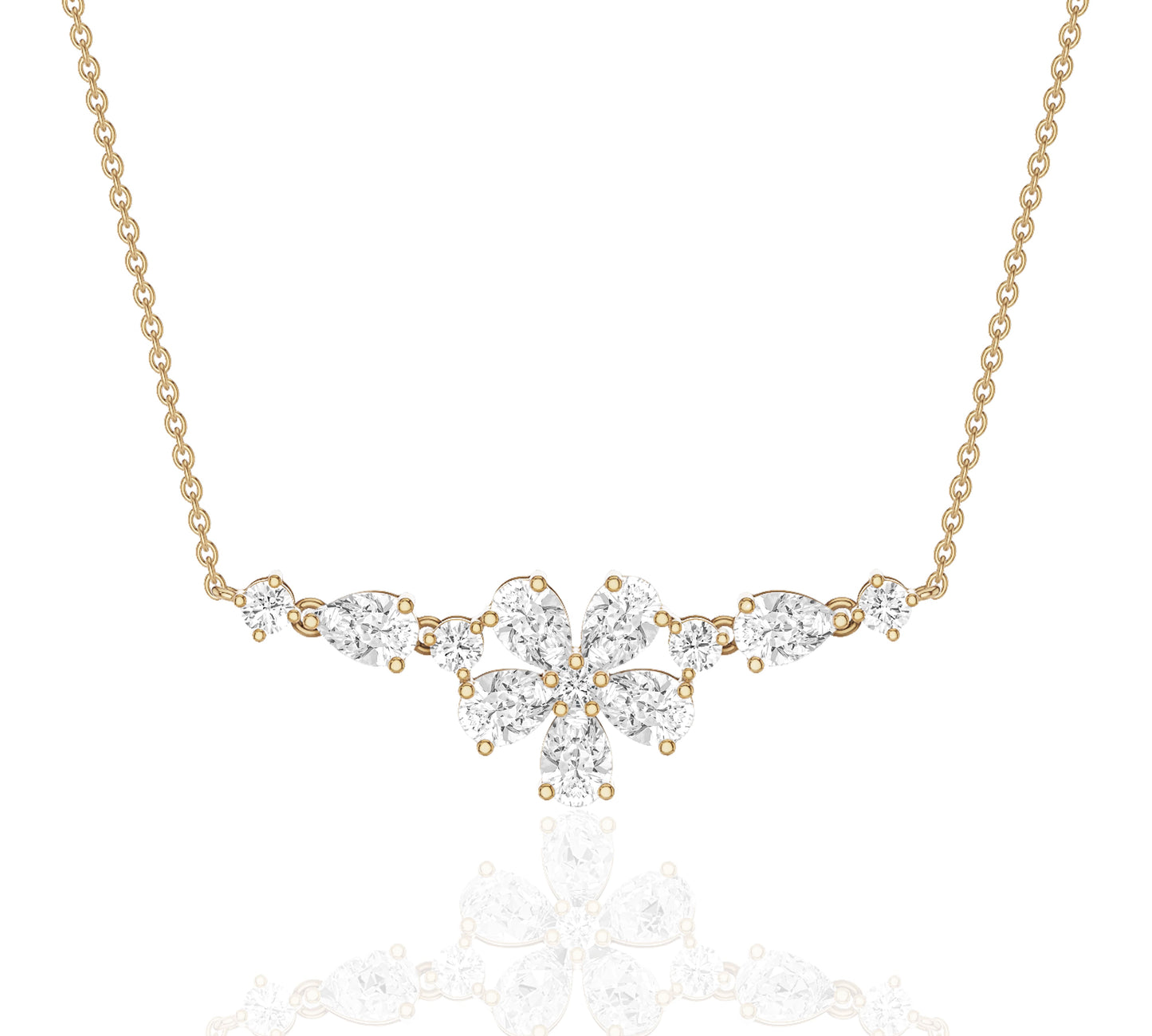 Floral diamond necklace with pear and marquise diamonds