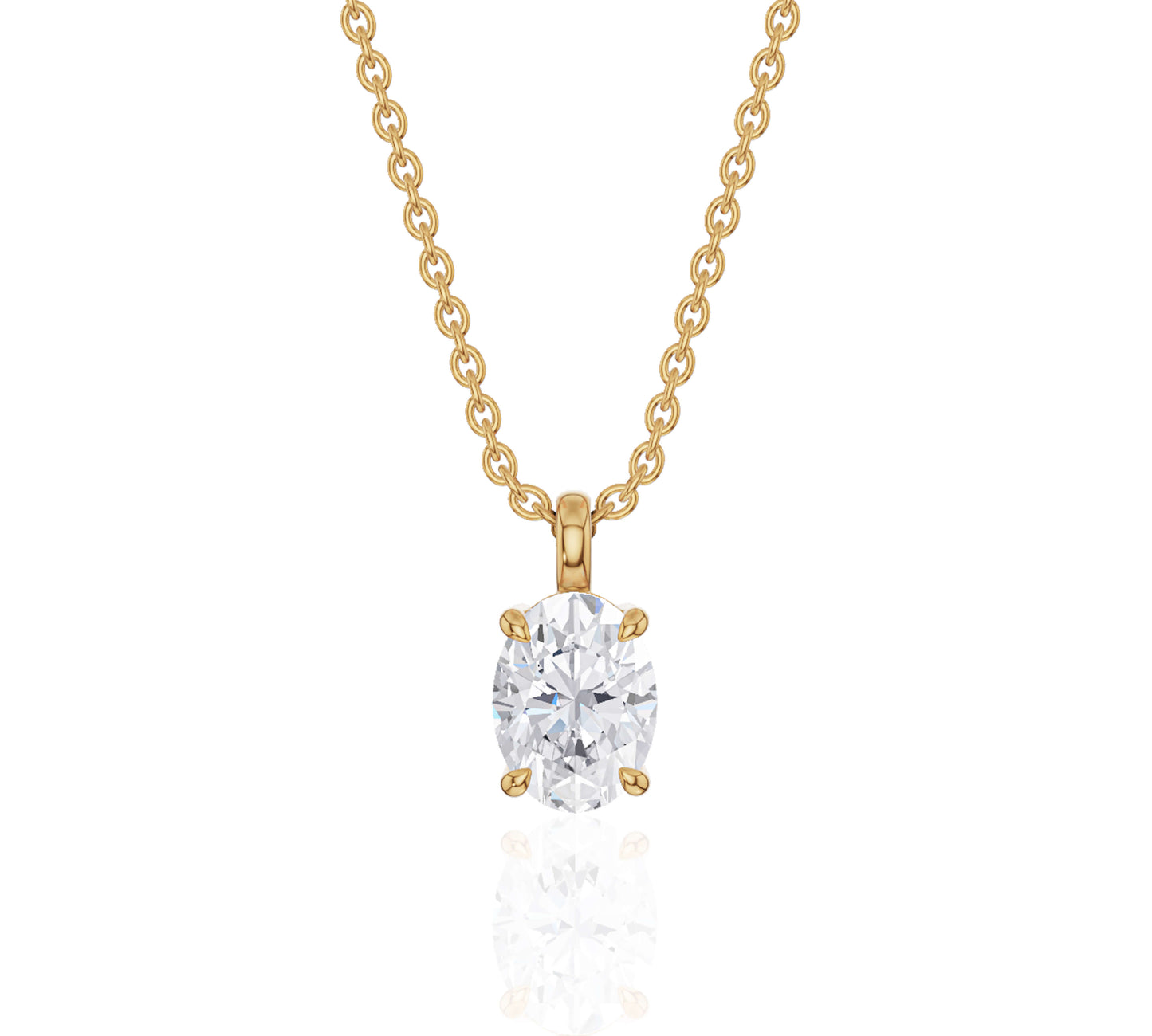 necklace with oval pendant yellow gold