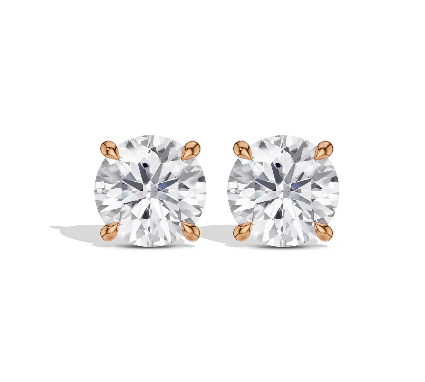 Brilliant cut rose gold studs